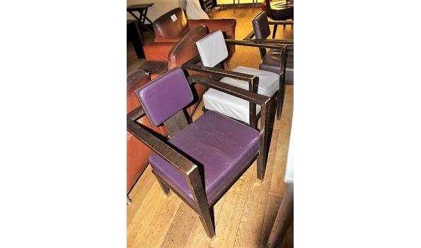 design rh tafel vv glazen blad en verlichting (werking niet gekend), afm plm 200x100cm, met 6 design stoelen DURLET, grijze skai bekleed, beschadigd